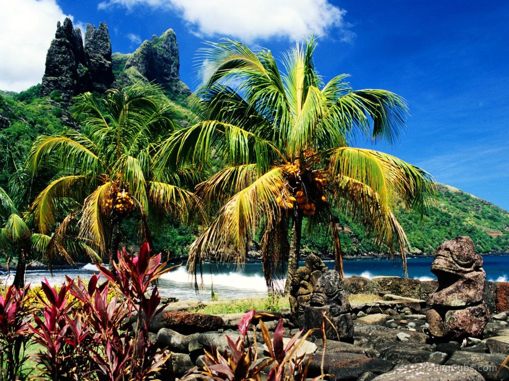 The Hatiheu Beachfront on Nuku Hiva, Marquesas Islands, French Polynesia